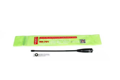 Dual Band 8 Inch Whip Antenna For VHF UHF 144 430 MHz With SMA Female Connector For BTECH BaoFeng Radios shown with packaging