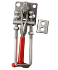 Heavy Duty Stainless Steel Toggle Latch With Self Locking Clamp For Secure Panel And Lid Fastening Holds Up To 440 Pounds Load In One Hand, red handle