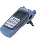 Handheld Optical Power Meter With SC FC Connector For Fiber Optic Testing, angled view on white background