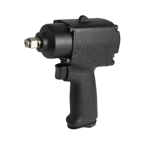 Mini Pneumatic Impact Wrench With One Half Drive And Twin Hammer Action Plus Premium Aluminum Alloy Construction And Anti Slip Grip For Auto Shops Heavy Duty Air Socket Gun To Bust Loose Rusted Nuts side view with grip