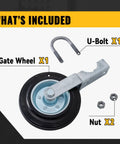 Gate Support Wheel For Metal Tube Gates Six Inch Heavy Duty Farm Caster with U-Bolt and Nuts