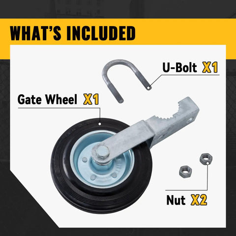 Gate Support Wheel For Metal Tube Gates Six Inch Heavy Duty Farm Caster with U-Bolt and Nuts