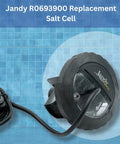 TruClear Salt Cell Replacement For Pro Series 11K Systems, R0693900 Cell Assembly, black cable, blue tile background