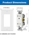 Dimensions of 10 Pack 20 Amp Decor Wall Receptacles With Tamper Resistant Shutters, 20A 125V TR Electrical Outlets With Wall Plates