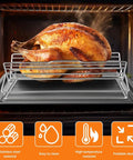 Adjustable Chicken and Turkey Roasting Rack With Foldable Stainless Steel V Shaped Stand Nonstick Surface Grill Ready