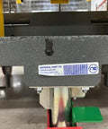 Close-up view of the Heavy Duty Aluminum Deck Cage Cart With Reinforced Wire Mesh Panels, showcasing the sturdy base and identification label.