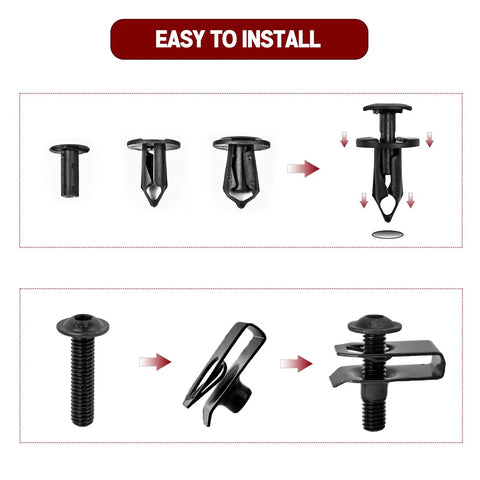 Polaris Ranger RZR Body Panel Screw Kit Replacement With M6 Torx Screws U Type Flat Nuts Plastic Rivets assembly guide