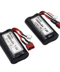 Two Pack 7.4V 1500mAh 15C Li-ion RC Battery With T Plug Connector And USB Cable For 9155 And 9156 1:12 Scale High Speed RC Truck