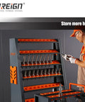 Single Side CNC Tool Cart With Removable Tool Rack, Parallel Storage For Short CNC Tool Holders, man organizing tools