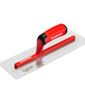 Red Stainless Steel Finishing Trowel 12x4 Top Notch Pro Grade Drywall Masonry Trowel With Soft Grip Handle Lightweight Magnesium Shank Plastering Tool For Sheetrock Wallboard