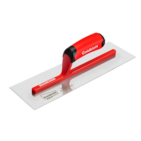 Red Stainless Steel Finishing Trowel 12x4 Top Notch Pro Grade Drywall Masonry Trowel With Soft Grip Handle Lightweight Magnesium Shank Plastering Tool For Sheetrock Wallboard