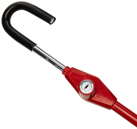 Red Pedal To Steering Wheel Lock For Cars, Heavy Duty Anti Theft Device With 5.25 Inch Reach close-up of lock mechanism