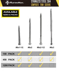 Composite Trim Screw Set Stainless Steel 304 No 8 By 2 Inch 150 Count For PVC And Wood Hidden Finish Outdoor Deck Exterior Fasteners