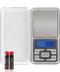 Compact Digital Pocket Scale With 500G Capacity And 0.01G Precision In A Stainless Steel Panel Easy To Read LCD Display, batteries on side