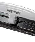 EZ Squeeze Three Hole Punch For 12 Sheets No Jam 50 Percent Less Force Heavy Duty Metal Construction With Built In Ruler And Document Guide