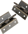 Two Pack Antique Bronze Crown Hinges For Cabinets And Luggage Style Boxes Old School Vintage Jewelry Chest Hardware 8 Hole 55 By 51 mm