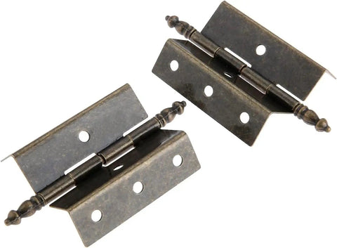 Two Pack Antique Bronze Crown Hinges For Cabinets And Luggage Style Boxes Old School Vintage Jewelry Chest Hardware 8 Hole 55 By 51 mm