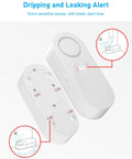 Five Pack Water Leak Sensor Kit With WiFi Gateway, 120dB Alarm And Real Time App Alerts, showing extra sensitive sensor details.