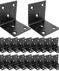 Twenty Piece Set Of Heavy Duty Black Corner Braces Crafted From Rock Solid Stainless Steel For Knockout Furniture Builds Rust Free Right Angle L Brackets Hardware Built Tough For Cabinets Drawers And Durable Wood Projects That Last Forever, showing 20 black stainless steel braces.