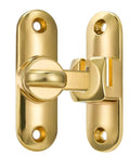 Front view of 90/180 Degree Barn Door Latch With Right Angle Mount Zinc Alloy Flip Lock in gold finish showing screw holes