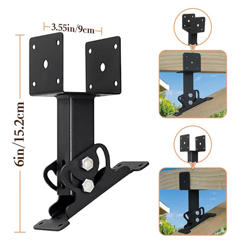 3 Pack Pergola Riser Brackets Kit With 90 Degree Adjustable Saddle, Stainless Steel Roof Riser For Wood Gazebo And Patio Pergola, Beefy Heavy Duty Beam Mount Brackets, Easy Installation And Secure Support