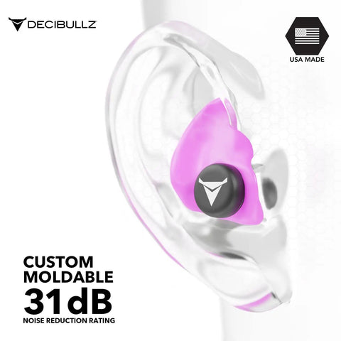 Custom Molded Earplugs With A Snug Fit And 31dB NRR For Serious Noise Reduction, Ideal For Shooting, Travel, Swimming, Work And Concerts, All Day Comfort And Secure Stay, Soft Pink