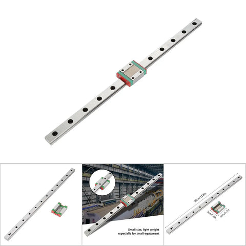 Miniature Linear Rail Guide 12mm Wide With Slide Block For Pro Grade Precision Equipment And Automation Systems 300mm Length 4 Point Contact