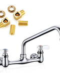 Wall Mount Commercial Sink Faucet With Eight Inch Adjustable Center No Sweat Installation Right On Target Kitchen Utility Tap with brass fittings.