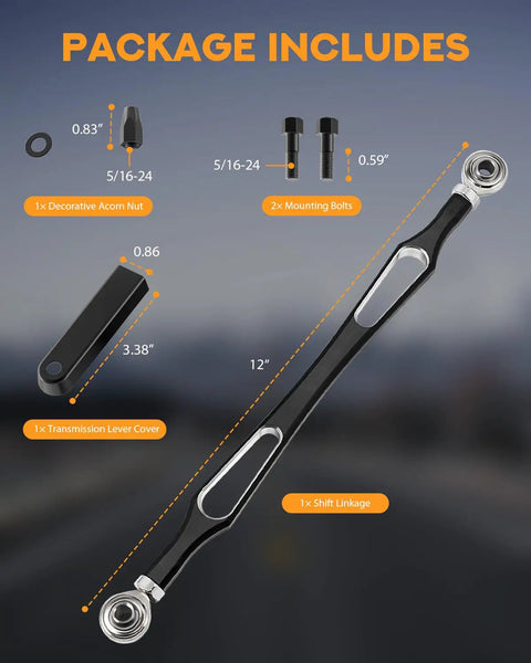 Shift Linkage Kit for Touring Motorcycles Including Softail Trike Road King Electra Street Glide 1986 to 2024 Black Style C Heavy Duty Shifter Linkage For Ride Ready Smooth Gear Shifts And Easy Install, 12 in black
