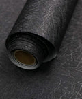 Roll of Black Silk Easy Peel And Stick Wallpaper 35.4 Inch By 118 Inch Embossed Textured Self Adhesive Removable Vinyl Wall Covering