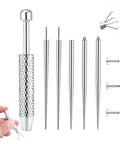 Piercing Ball Grabber Reacher Tool For Easy Jewelry Swap, Pro Grade Stainless Steel Flat Back Earrings Applicator, Threadless Insertion Pin