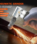 Heavy Duty Pneumatic Die Grinder With 90 Degree Right Angle Air Inlet For Tough Metal Polishing And Quick Corner Edging in action, grinding metal.
