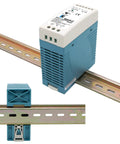 12V DC DIN Rail Power Supply 60W 5A, 100-240VAC Input, 12V Output, shown mounted on rail