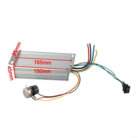 Beefy 70A DC Brushed Motor Controller With Forward Reverse Control For 12V-48V Systems, 4000W Capacity, Wide 10V-60V Input, Ideal For Industrial Automation, Pumps, Conveyors, And Robotics. aluminum controller with 165mm and 150mm dimensions