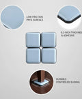 Heavy Duty PTFE Furniture Sliders With Self Adhesive Floor Protectors for hardwood laminate vinyl, showing blue low-friction surface.