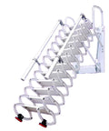 Heavy Duty Electric Telescopic Ladder For Attics And Lofts With Grippy Non Slip Steps, compact white alloy design.