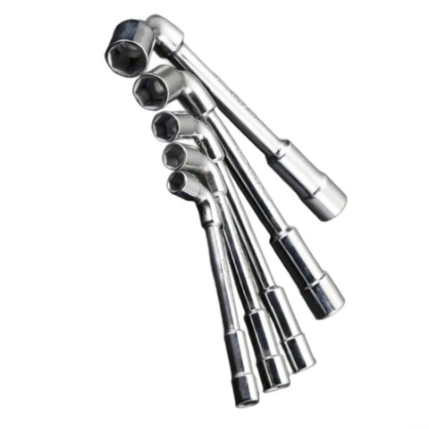 Heavy Duty L Shaped Socket Wrench Crafted From Chrome Vanadium Steel Featuring Hexagonal Bent Head External Hex Design, set of various sizes.