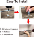 Image showing installation steps for the 5 Pack 32 Inch Aluminum Gallery Rails With Mounting Brackets, Built Tough Heavy Duty Shelf Guards.
