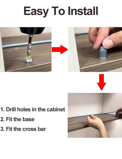 Image showing installation steps for the 5 Pack 32 Inch Aluminum Gallery Rails With Mounting Brackets, Built Tough Heavy Duty Shelf Guards.