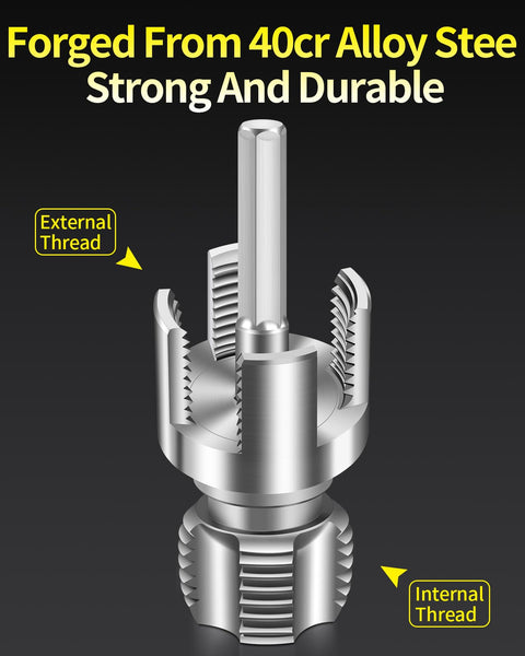 Dual Function PVC Pipe Threading Tool For Internal And External Threads 1/2 And 3/4 Inch Dies with exposed cutting end