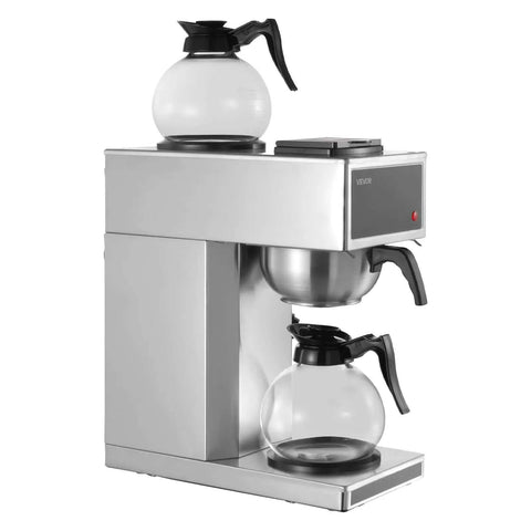 Commercial Drip Coffee Maker Built For Busy Kitchens With 12 Cup Capacity Dual Warmer Plates Two Glass Carafes Stainless Steel Brew Unit Fast 6 Minute Pot Ideal For Restaurant Office Coffee Shop And Home Use featuring stainless steel design and dual carafes.