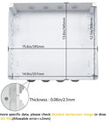 Rugged ABS Plastic IP65 Dustproof Waterproof Junction Box Electrical Enclosure White with dimensions and cable entries view.