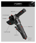 Heavy Duty Pneumatic Angle Grinder 5 Inch Pro Shop Ready Air Powered Tool With Knockout Torque displayed from the side with controls.