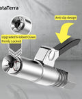 Grease Gun Coupler Kit Built Tough With 12 Inch Spring Hose And Six Fittings Quick Lock Release High Pressure 10000 PSI Universal One Eighth NPT Fits All Grease Guns Heavy Duty Alloy Steel showing anti-slip design and 6-lobed claws.