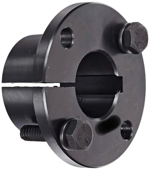 Beefy 3/4 Inch Bore Solid Sheave Pulley With 4.6 Inch Outer Diameter Dual Groove For V Belts 4L A AX Sizes Includes Split 3/4 Inch Bushing Heavy Duty Industrial Gearing And Drive System Component, black cast iron pulley with split bushing