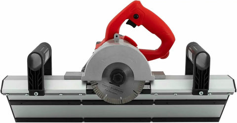 Pro Grade Electric Tile Chamfering Tool For Precise 43 Degree Bevel Cuts With 1200W Motor and rock solid frame front view.
