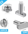 M8x20mm T Slot Drop In Bolt Set With Hammer Head Screws And Flange Nuts for aluminum extrusion profiles solar mounting