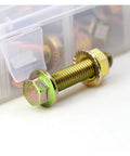 Close-up of hex head bolt from 56 Pieces M8 Bolts And Nuts Kit With Flange Hex Head, Lengths From 20 To 50mm, Grade 8.8 Alloy Steel Metric Fasteners