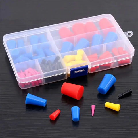 100 Count Silicone Rubber Tapered Plugs Set One Sixteenth To Five Eighths Inch Universal Size High Temperature Resistant for Powder Coating
