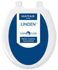 Linden Soft Close Toilet Seat 2 Pack Non Slip Heavy Duty Wood Round White Easy Install Made In USA top view